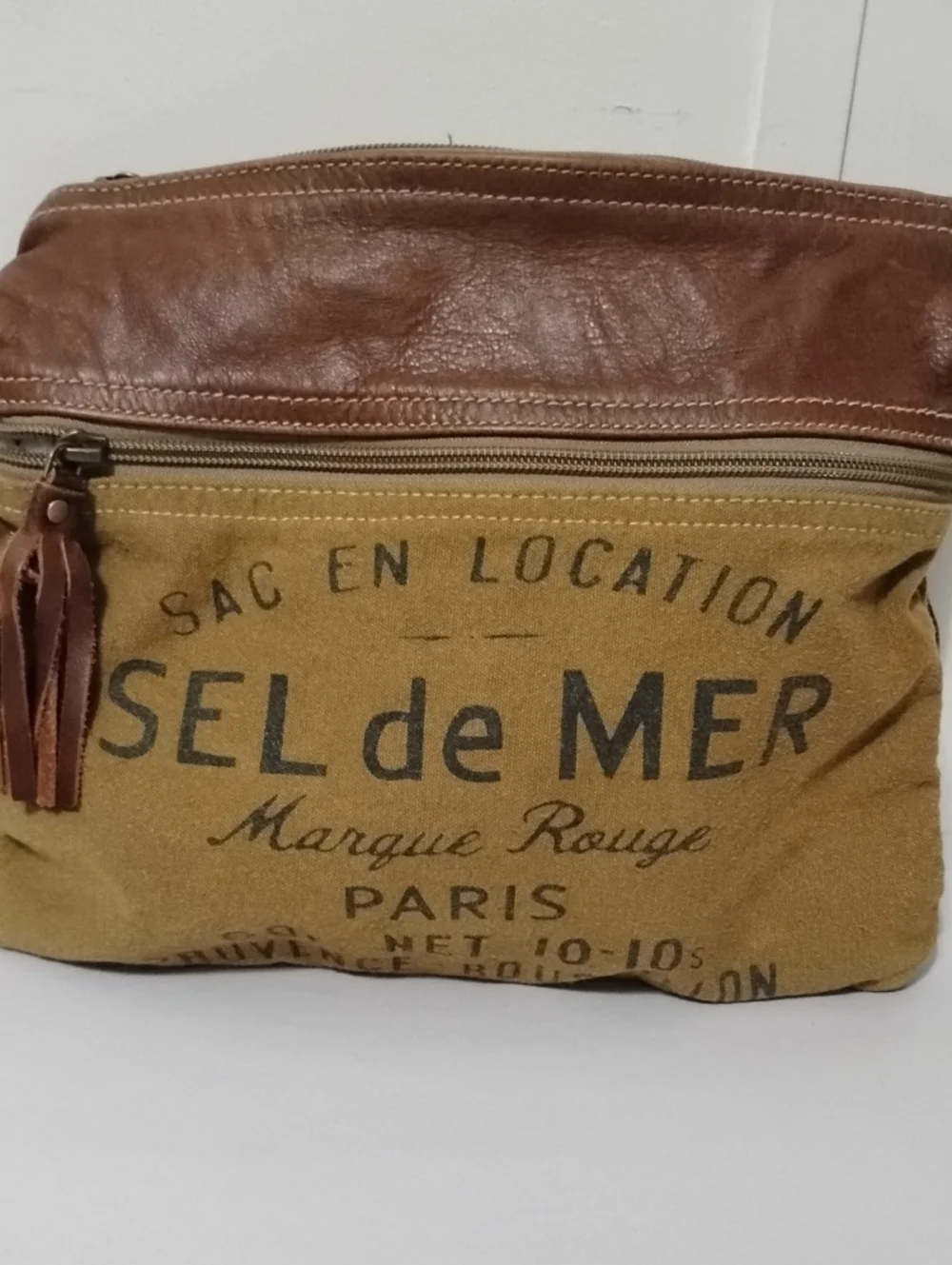 Sel de Mer Brown Canvas & Leather Crossbody Bag